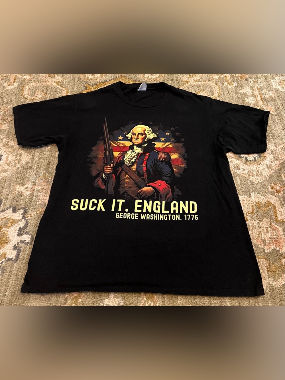 Suck It England George Washington 1776 Shirt Men’s Size Large Color Black
